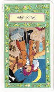 whimsical tarot five cups reversed
